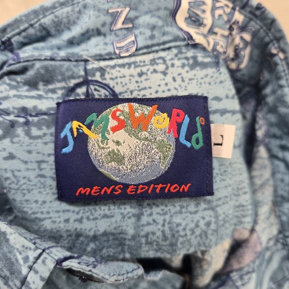 Jams World Shirt Mens Large Blue Pearl Harbor Navy Print Short Sleeve USA Hawaii - Picture 3 of 10